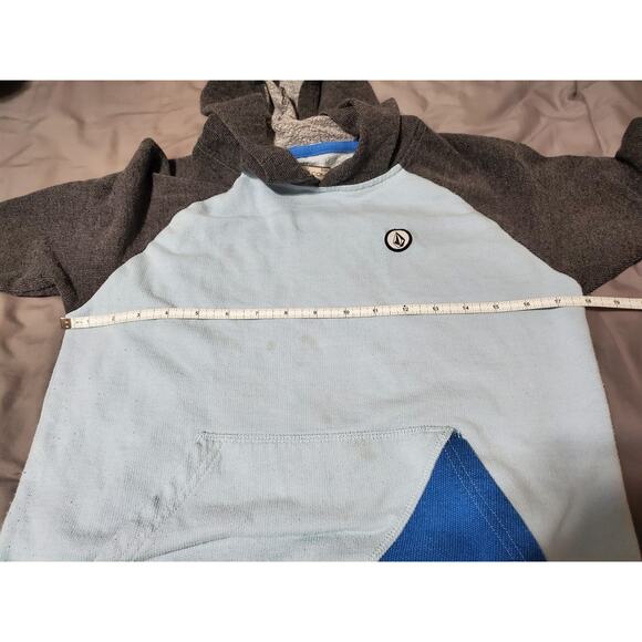 Volcom Men’s Hoodie Sweatshirt Colorblock Gray Blue Size M Casual Pullover - Picture 6 of 15